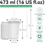 15x OZMOJOO 473 ml plastični kozarci s pokrovi in slamicami - slika 2