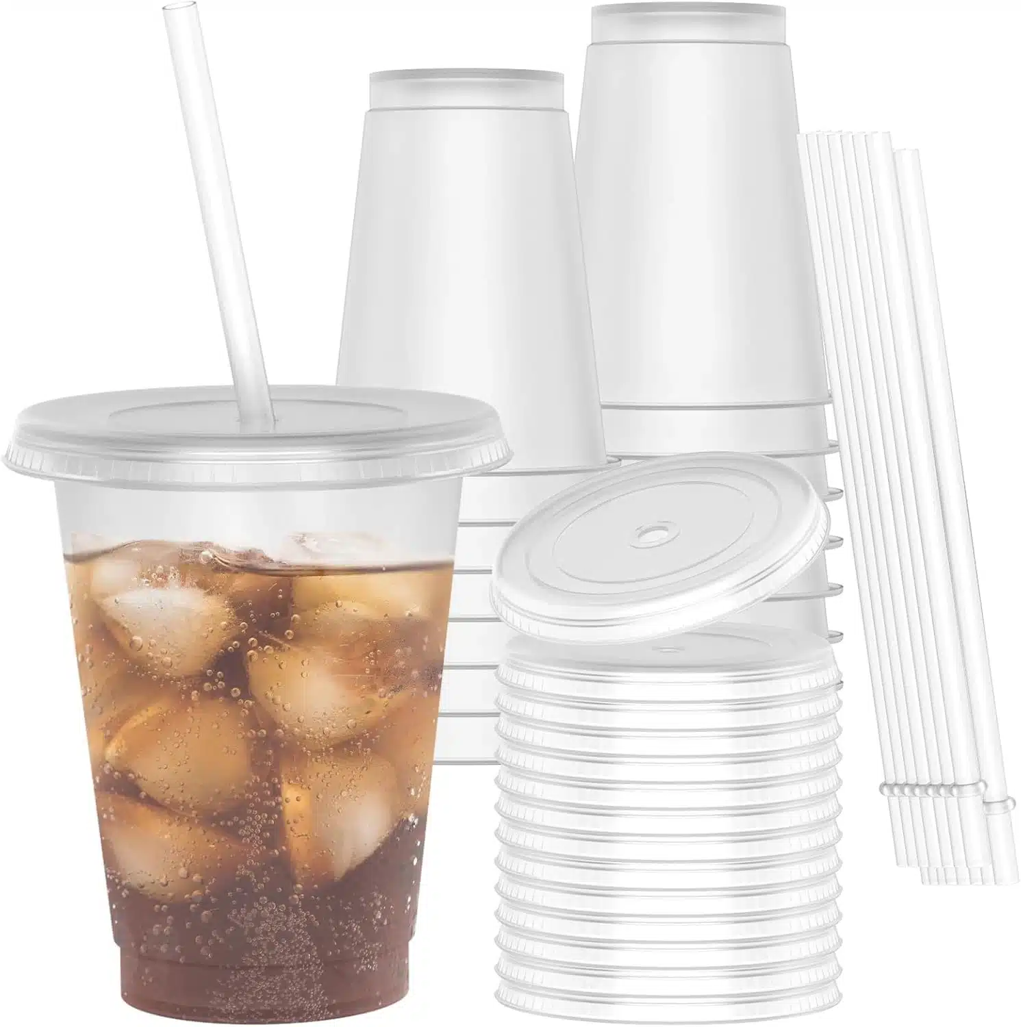 71gaJDFPp2L._AC_SL1500 15x OZMOJOO 473 ml plastični kozarci s pokrovi in slamicami - slika 1