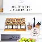 24x FINESSY Stekleni kozarčki za začimbe z bambusovimi pokrovi - slika 3