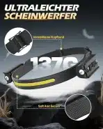 2x TEKWET polnilna LED naglavna svetilka 1000 lm - slika 6