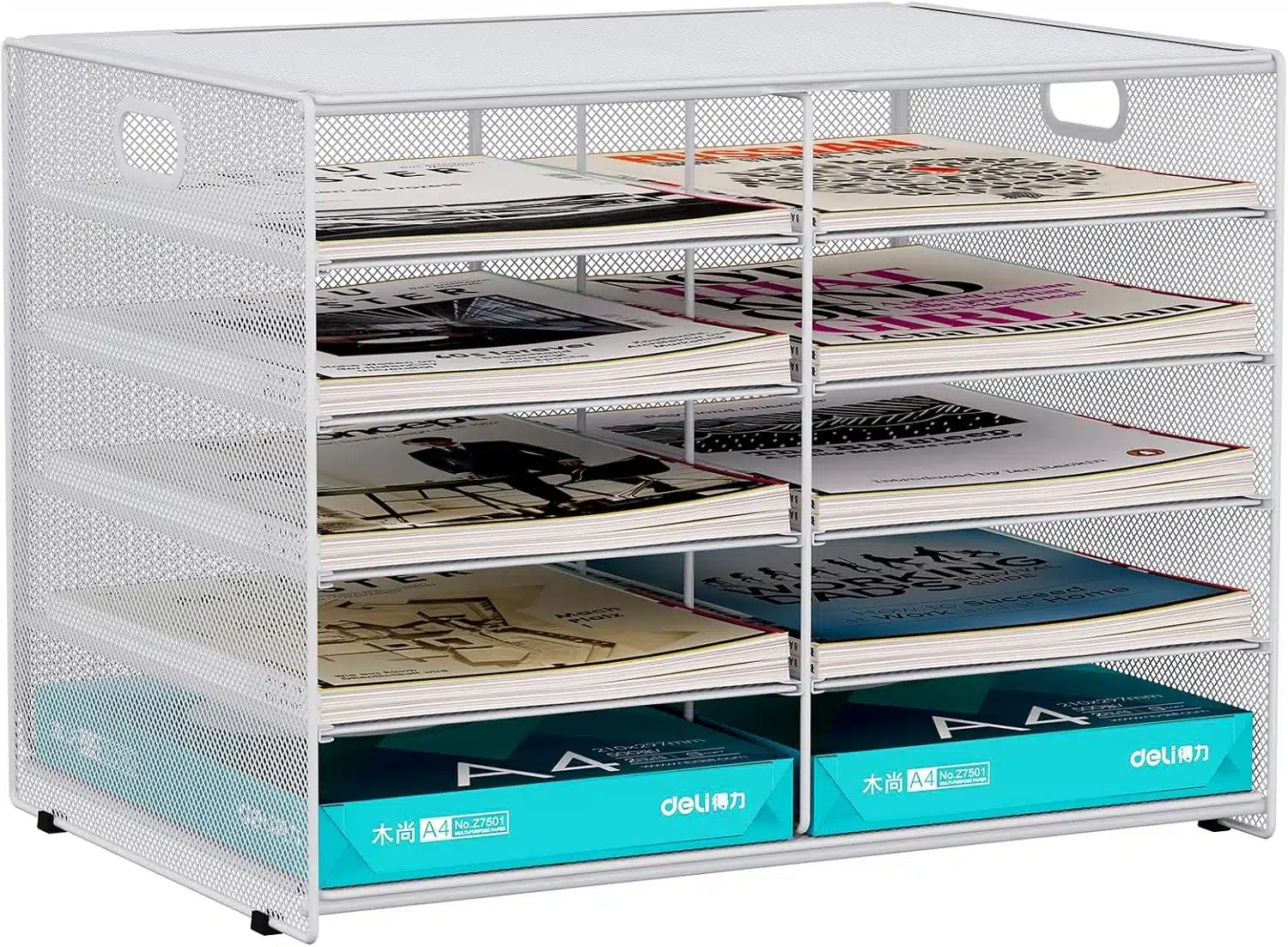 8170KKL-yiL._AC_SL1500 EASYPAG kovinski namizni organizator z 10 A4 predelki - slika 1