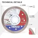 3x HERZO diamantne rezalne plošče 125 mm za ploščice - slika 3