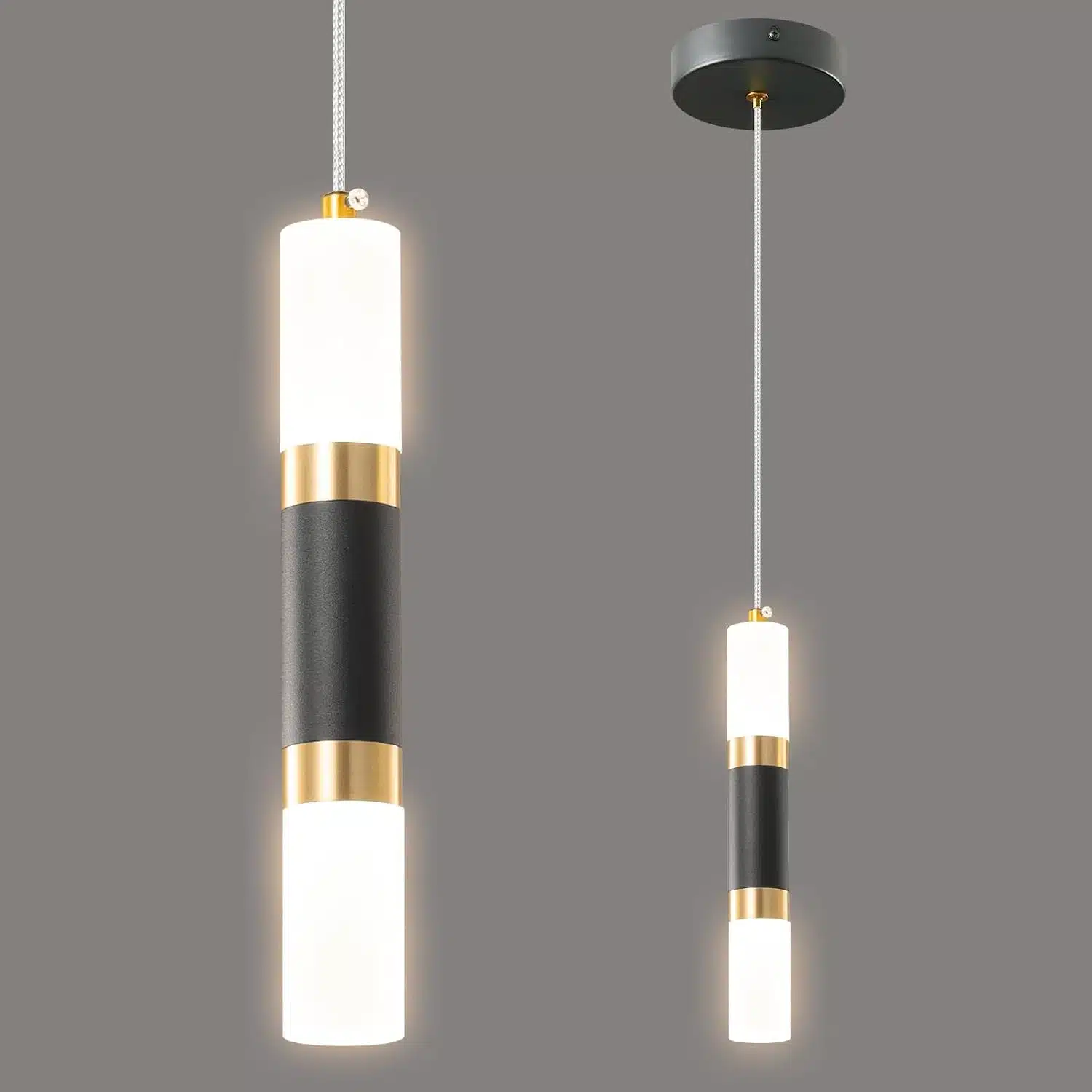 51JxHFnQkLL._AC_SL1500 ZYBWL moderna viseča LED svetilka črno-zlata - slika 1