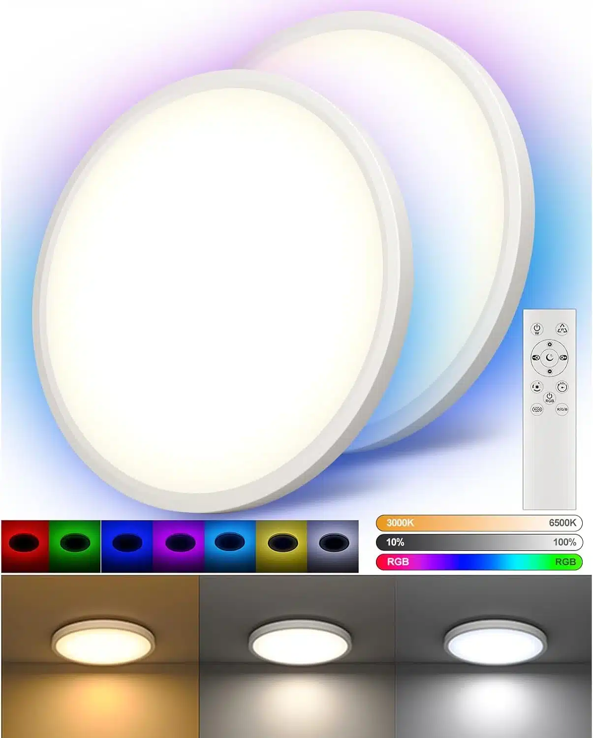 61AtG7AN--L._AC_SL1500 DetarZinLED RGB LED Stropni Svetilki z Daljinskim Upravljalnikom 30 cm - slika 1