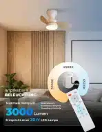 YCWDCZ mini stropni ventilator z LED svetilko 56cm - slika 2