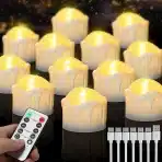 12x DAPHOMEU polnilne LED čajne svečke z daljincem