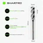 SHARPRO CNC spiralni rezkar 6mm z vpetjem 8mm - slika 3