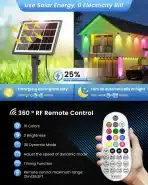 MEIHUA RGB Solarni Vrtni Reflektorji z Daljinskim Upravljalnikom 4 kosi - slika 3