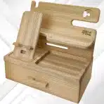 WOOD WEDGE lesena organizacijska postaja z držalom za telefon in predalom - slika 2