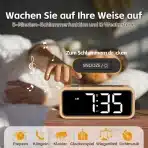 Netzu digitalna budilka z lesenim videzom – bela bukev - slika 3