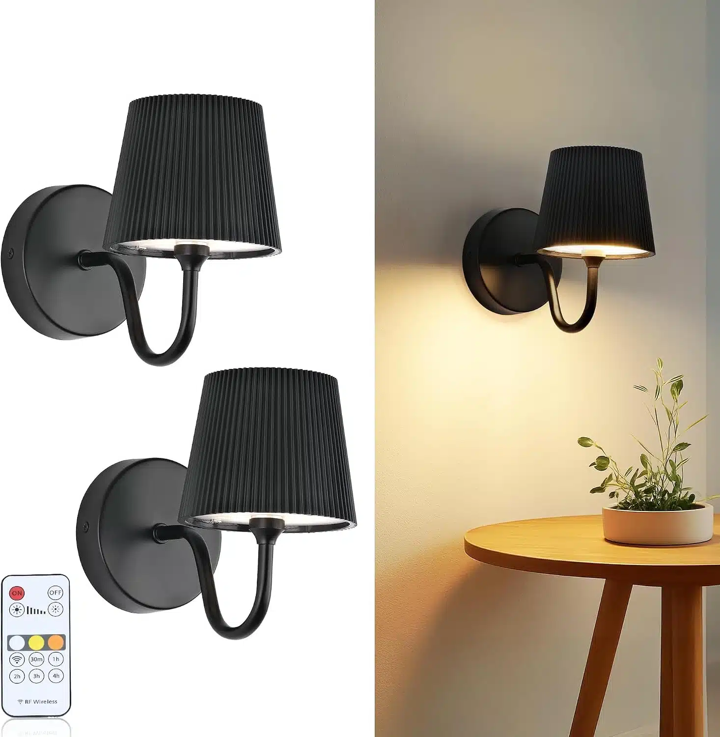 71TgP5hDNOL._AC_SL1500 2x LUMINEXDESIGNS brezžična LED stenska svetilka z daljincem - slika 1