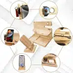 WOOD WEDGE lesena organizacijska postaja z držalom za telefon in predalom - slika 4