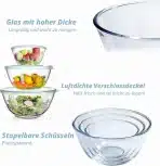 3x WHITERHINO steklena mešalna posoda s pokrovom - slika 4