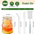 4x ANHOW stekleni kozarci s pokrovom in slamico 530ml - slika 5