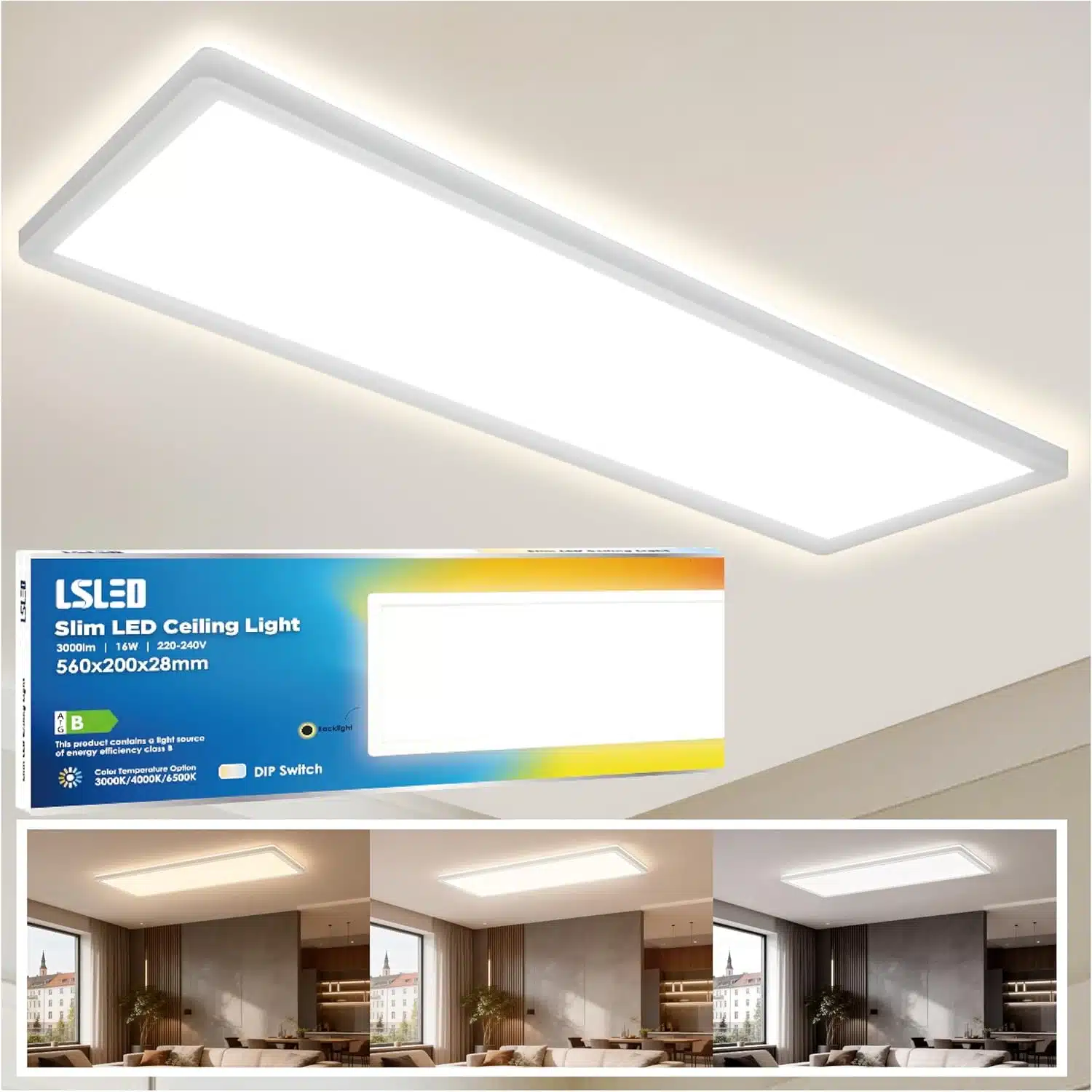71sU yu prL._AC_SL1500 L5L3D LED stropna svetilka 16 W 3000 lm 56 × 20 cm - slika 1