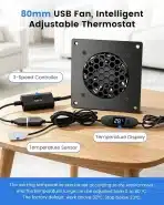 GHEKKLI USB ventilator za hlajenje z nadzorom temperature - slika 4