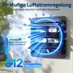 VIVOHOME Industrijski stenski ventilator 250 mm z 10 stopnjami hitrosti - slika 3