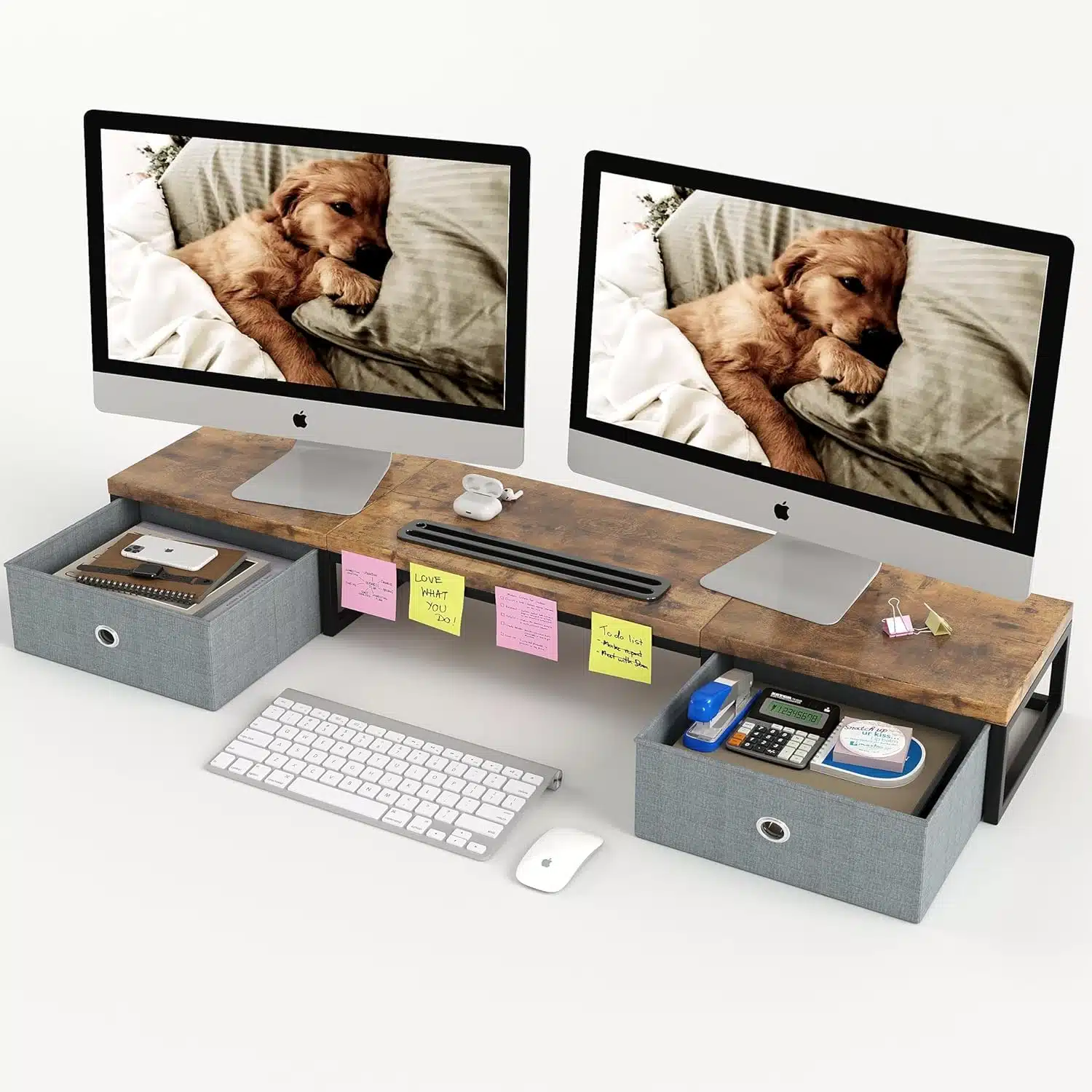 81wI18u-TBL._AC_SL1500 CAIYUN stojalo za dva monitorja z 2 predaloma 100cm - slika 1