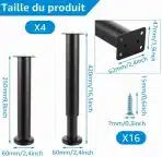 4x SHUESS Nastavljive Kovinske Noge za Pohištvo 25–42 cm - slika 2