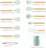 KagoLing Silikonski Kuhinjski Pribor z Lesenimi Ročaji 12 kosov - slika 2