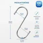 100x JMIATRY S-Kljuke iz Nerjavečega Jekla 9 cm - slika 2