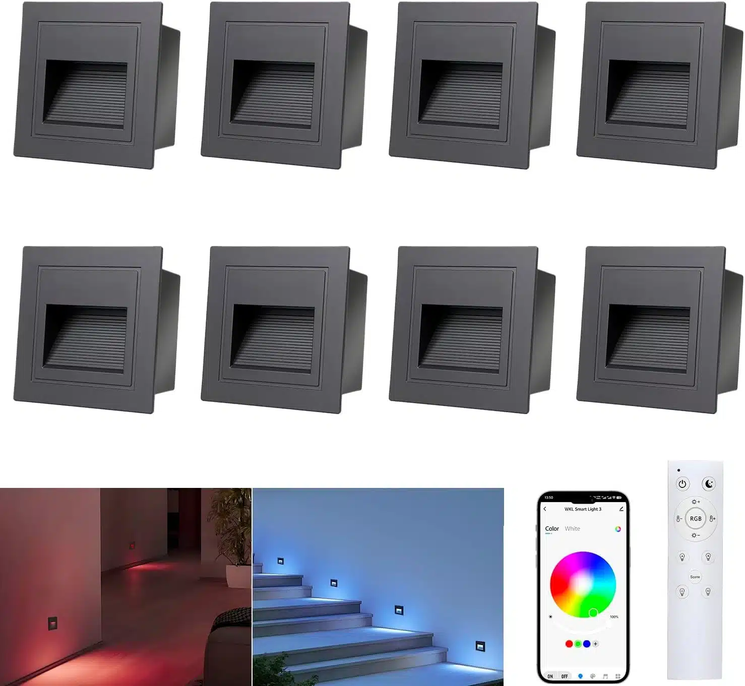 61rQOwRt9SL._AC_SL1500 8x Arotelicht Vgradna LED Stopniščna Svetilka RGB+WW+CW 1,5 W - slika 1