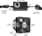 QWORK Cevni Ventilator z Regulatorjem Hitrosti 100 mm 103 m³/h - slika 2