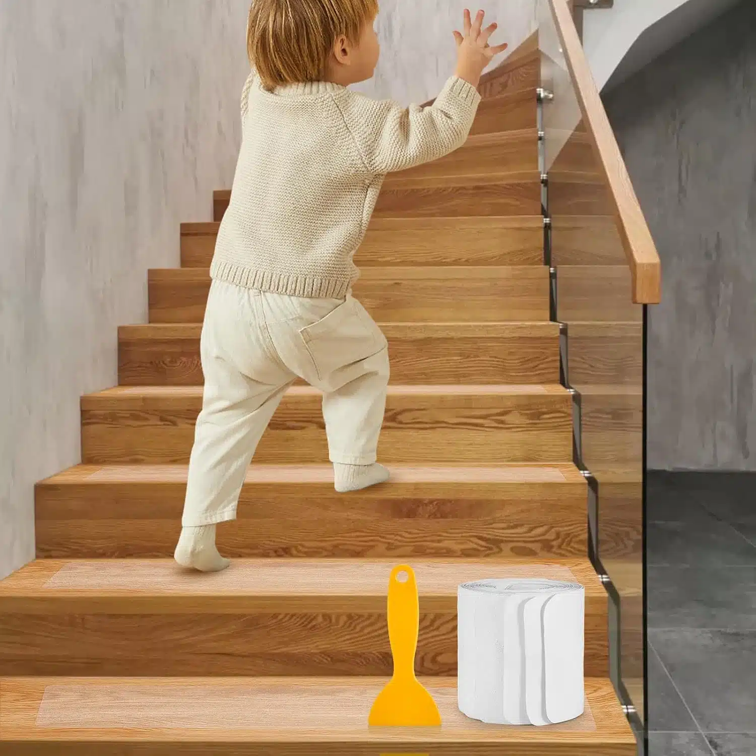 71SVgC 5HsL._AC_SL1500 (1) 15x Prozorne Protizdrsne Nalepke za Stopnice 61 × 10 cm - slika 1