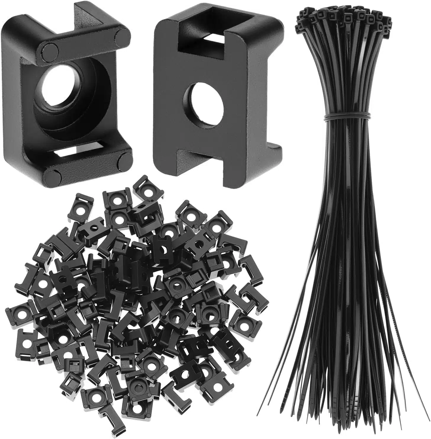 71ucQSHwlJL._AC_SL1500 100x QWORK Vijačni Nosilci za Kable + 100x Kabelske Vezice 20 cm - slika 1