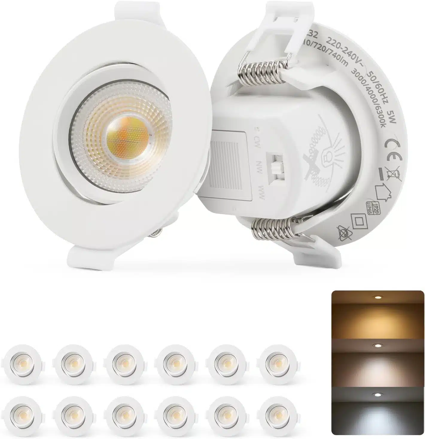 61APYj7IASL._AC_SL1500 12x Bojim Vgradna LED Svetilka 5 W 550 lm IP65 – Ø 60–68 mm - slika 1