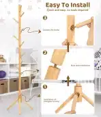 Relquorax Otroški Obešalnik iz Bukovega Lesa z 9 Kavlji - slika 4