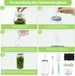 2x steklen kozarec za fermentacijo 2 L z ventilom in dodatki - slika 3