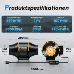 Cevni ventilator 100 mm z regulatorjem hitrosti 367 m³/h - slika 5