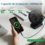 Minthouz prenosni USB ventilator s sponko in daljincem 12000 mAh - slika 4