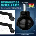 5x WEWILL Kolesa za Pisarniški in Gaming Stol 11 × 22 mm - slika 5