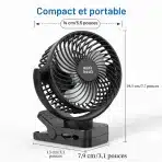 Minthouz prenosni USB ventilator s sponko in daljincem 12000 mAh - slika 3