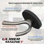 4x ULIBERMAGNET Dvojni Magnetni Kavlji Ø 66 mm - slika 5