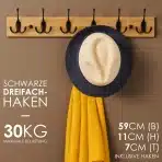 LARHN stenski obešalnik iz bambusa s 6 kavlji 59 cm - slika 2